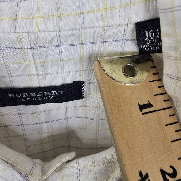 Burberry London American Made LS Gingham Print Button Down Dress Shirt 16.5 - Picture 4 of 7